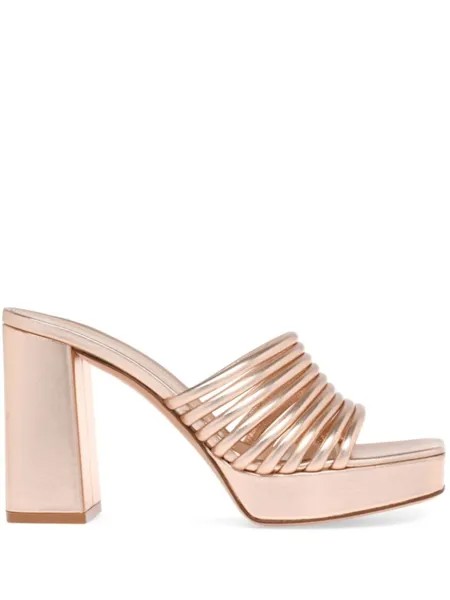 Gianvito Rossi мюли Lena 70 с эффектом металлик, нейтральный цвет