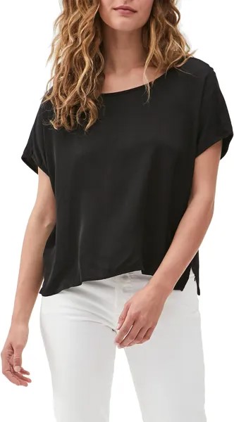 Футболка Michael Stars Elena Washed Satin Boxy Tee, черный
