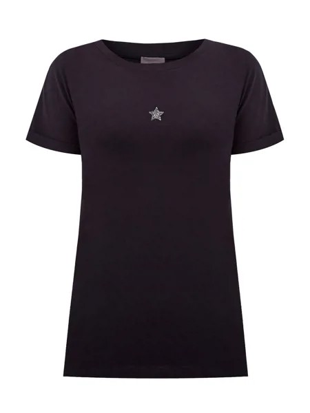 Черная футболка из хлопка джерси с символикой из кристаллов Swarovski