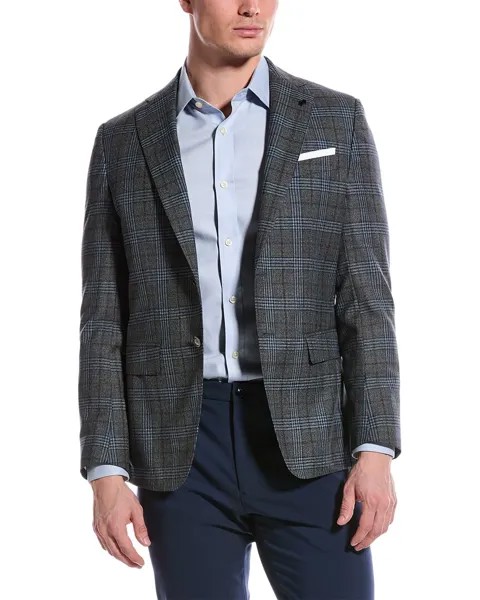 Шерстяная спортивная куртка узкого кроя BOSS Hugo Boss, серый