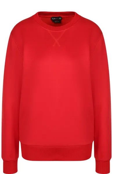 Однотонный пуловер из смеси хлопка и шелка Tom Ford
