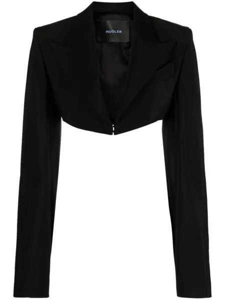 Mugler укороченная куртка строгого кроя, черный