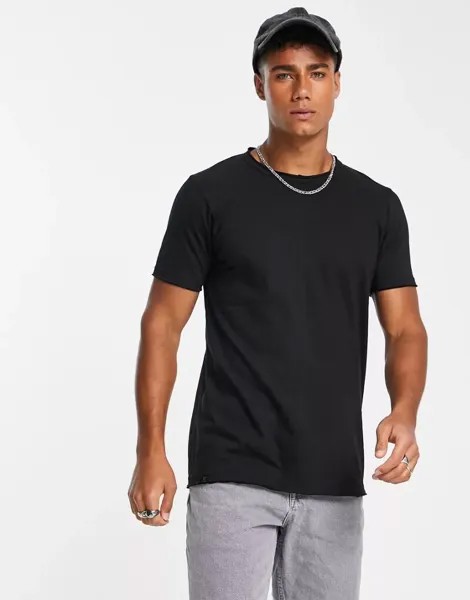 Черная футболка свободного кроя с разрезными швами Le Breve