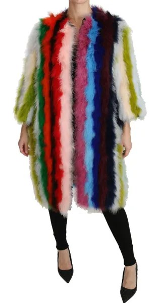 DOLCE - GABBANA Пальто Разноцветная накидка из турецкого пера IT46 / US12/XL Рекомендуемая розничная цена 9400 долларов США