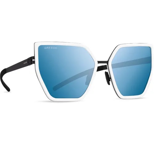 Титановые солнцезащитные очки GRESSO Alejandra - кошачий глаз / синие фотохромные / кант белый