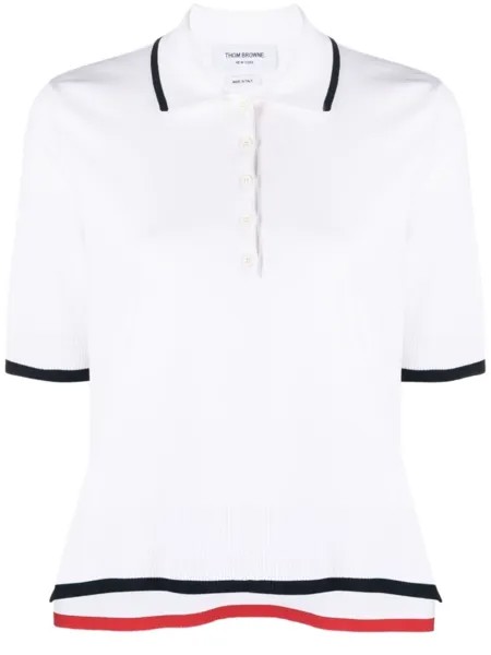 Thom Browne рубашка поло в рубчик, белый