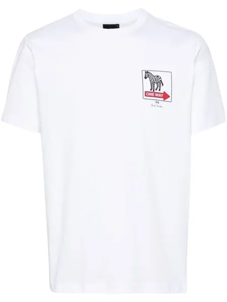 PS Paul Smith футболка One Way Zebra с графичным принтом, белый