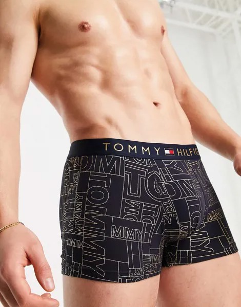 Боксеры-брифы с принтом Tommy Hilfiger-Темно-синий