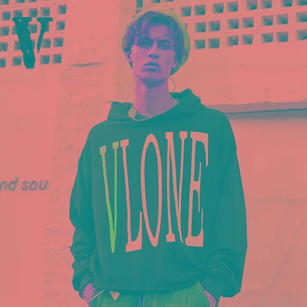 Свитшот VLONE мужской с V-образным вырезом, худи свободного покроя, пуловер, модный брендовый свитшот, синего цвета