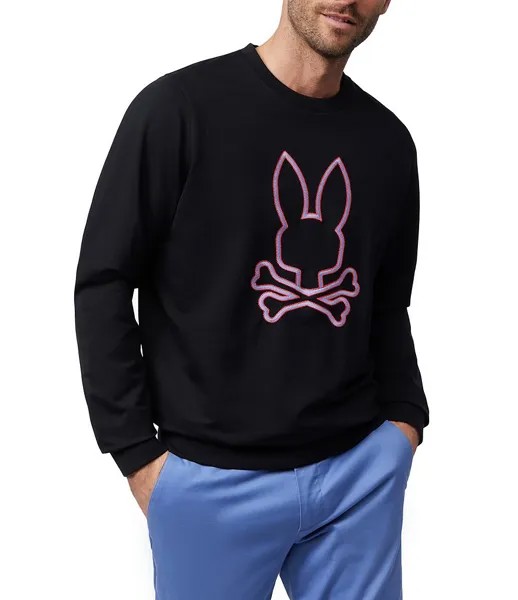 Толстовка с круглым вырезом Psycho Bunny Floyd из французского терри, черный