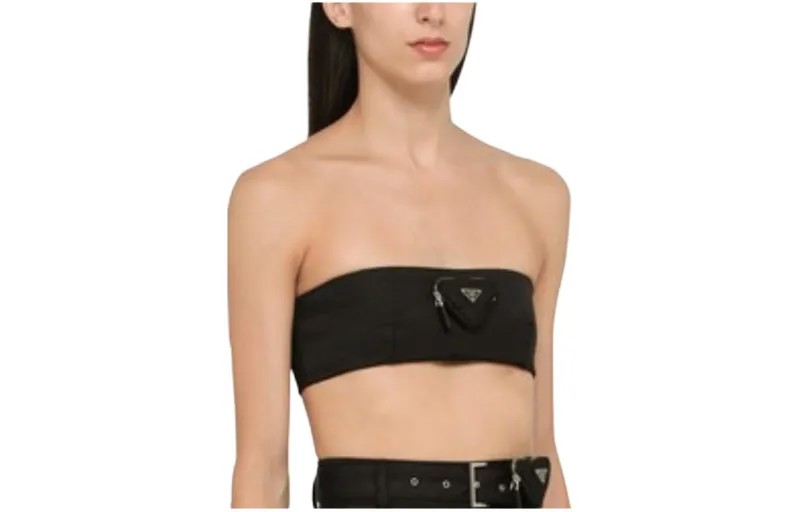 Женский топ без бретелек PRADA, цвет Black