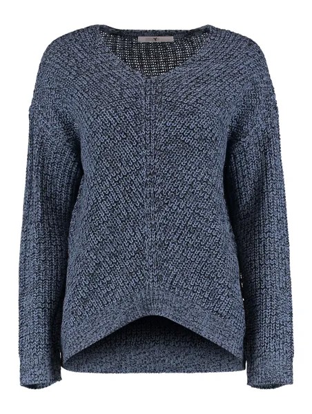 Свитер Hailys Weicher Grobstrick mit V Streifen Design Sweater Pi44pa, синий