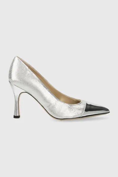Кожаные туфли на высоком каблуке Awa Twinkle Custommade, серебро