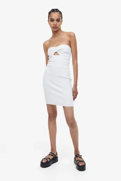 Платье-бандо из эластичной вязки и витой детали  H&M, белый