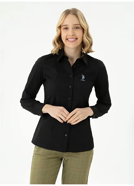 Обычная черная женская рубашка с рубашечным воротником Slim Fit SALY023K U.S. Polo Assn., черный