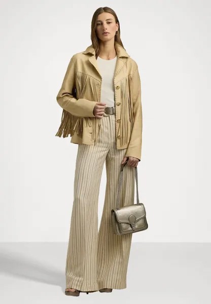 Тканевые брюки PINSTRIPE LINEN BLEND WIDE LEG TROUSER Ralph Lauren, черный