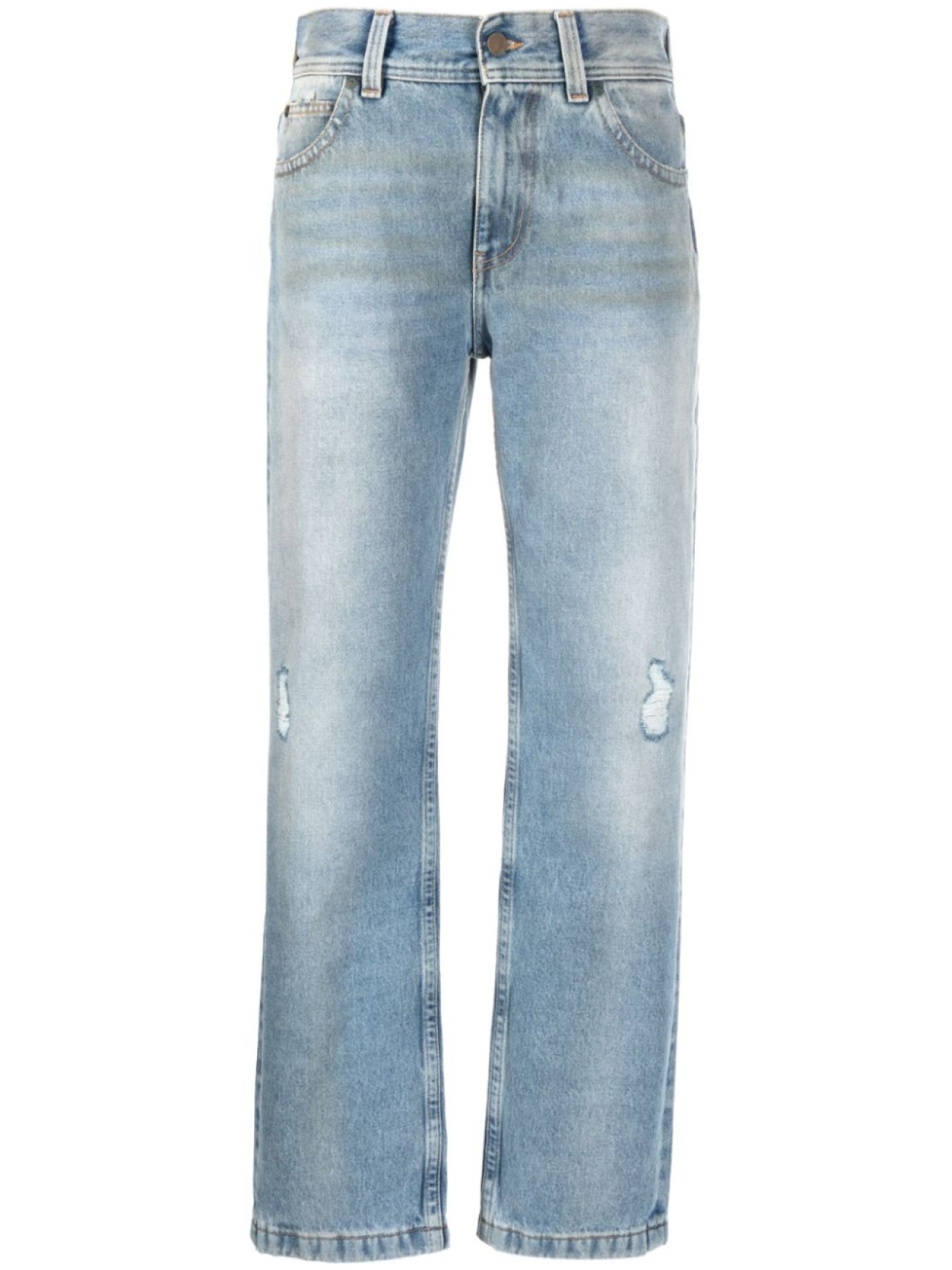 Palm Angels прямые джинсы с эффектом потертости, синий
