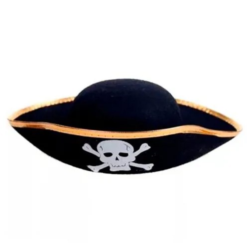 Шляпа пирата фетровая окантовка золото