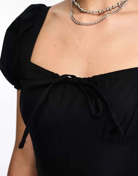 Черное платье макси с вырезами COLLUSION Milkmaid