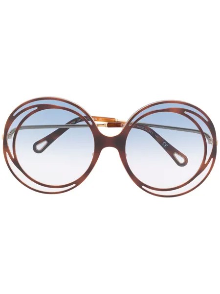 Chloé Eyewear солнцезащитные очки Carlina в массивной круглой оправе