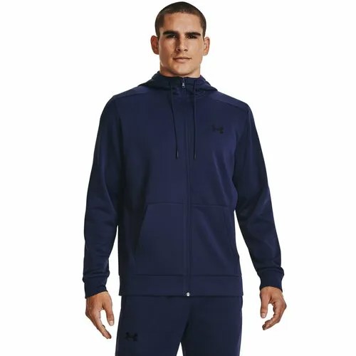Толстовка спортивная Under Armour Armour Fleece Fz Hoodie, размер XS, , синий,черный