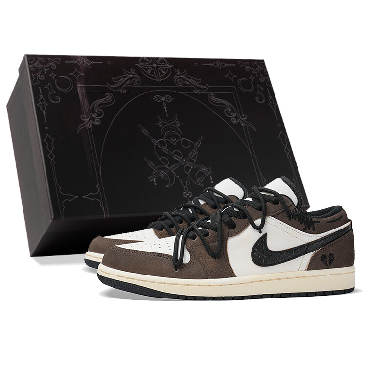 Кроссовки Air Jordan 1 Vintage Basketball Shoes Men Low-top Brown/Black, белый/черный