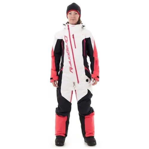 Комбинезон Dragonfly Gravity Premium для сноубординга, зимний, карманы, карман для ски-пасса, капюшон, мембранный, утепленный, водонепроницаемый, размер L, белый, розовый