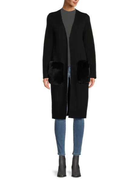 Карманный кардиган из искусственного меха Saks Fifth Avenue, черный