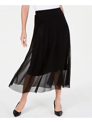 ALFANI Женская черная прозрачная многослойная вечерняя юбка-трапеция миди Petites PM