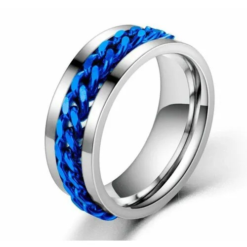 Кольцо , нержавеющая сталь, размер 21, синий