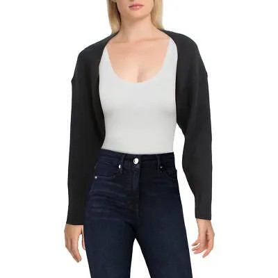 Женский черный удобный укороченный свитер с плечами Lucy Paris в рубчик S BHFO 3540