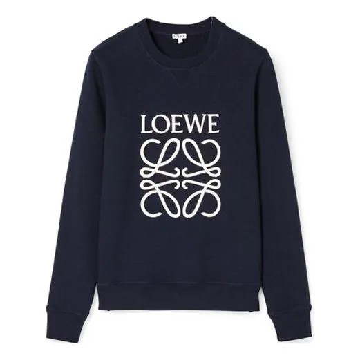 Толстовка Men's LOEWE Anagram Logo Embroidered Cotton Pullover Navy Blue, синий