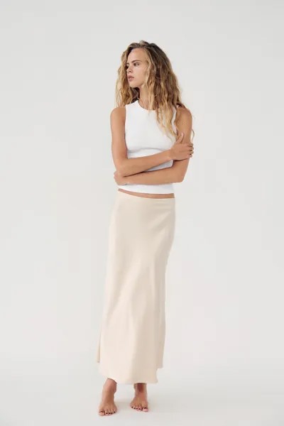 Атласная юбка миди ZARA, цвет cava