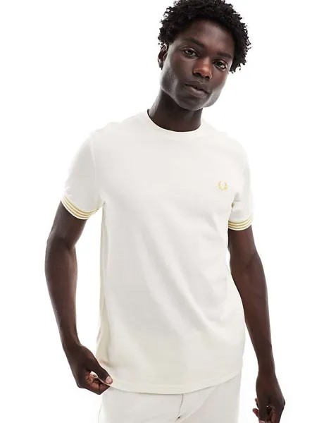 Fred Perry – кремово-белая футболка с контрастными манжетами