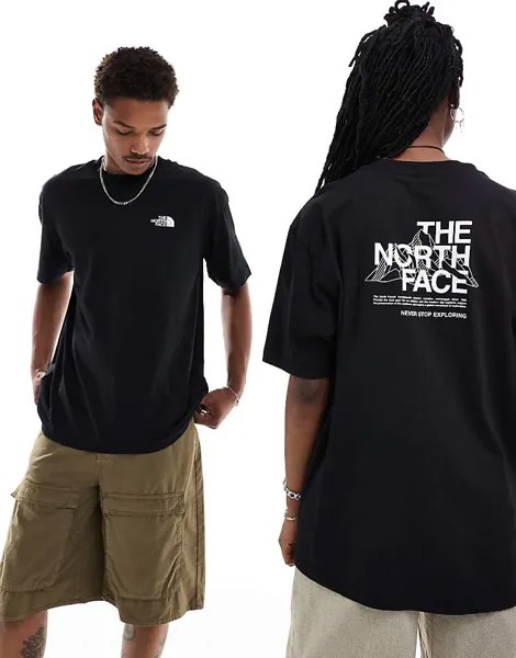 Футболка Oversize The North Face – Mountain Sketch– цвета Schwarz mit R cckenprint