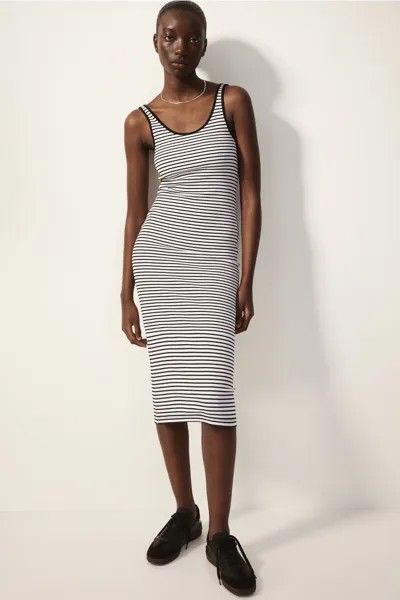 Платье из джерси в рубчик H&M, белый