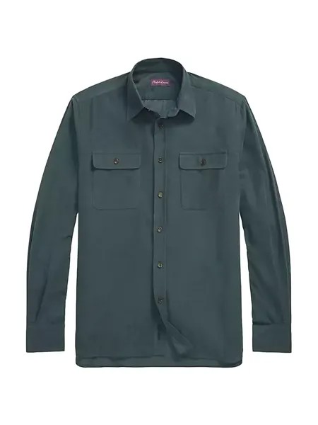 Вельветовая хлопковая рубашка Wale с длинными рукавами Ralph Lauren Purple Label, зеленый
