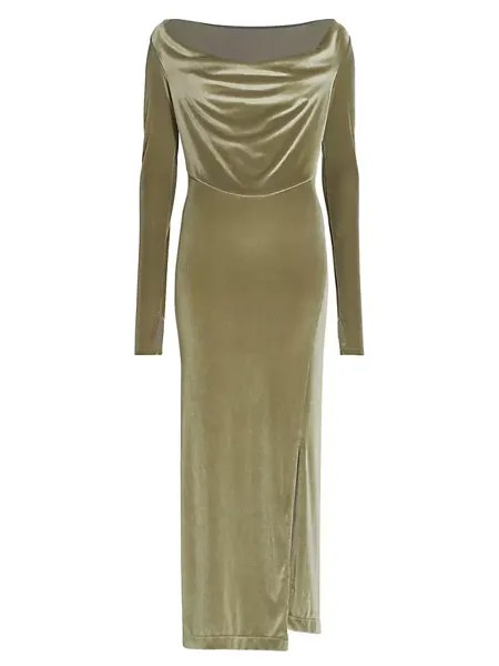Драпированное бархатное платье макси Helmut Lang, цвет sage