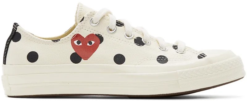 Белые низкие кроссовки Converse Edition Chuck 70 в горошек с сердечками Comme des Garçons Play