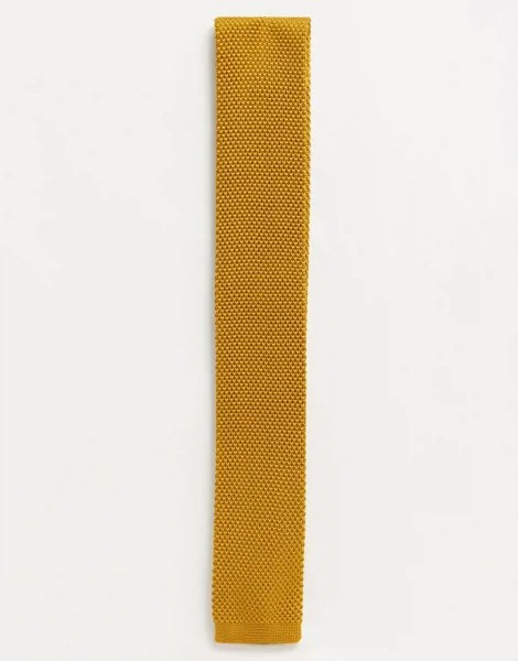 Трикотажный галстук горчичного цвета Twisted Tailor-Оранжевый