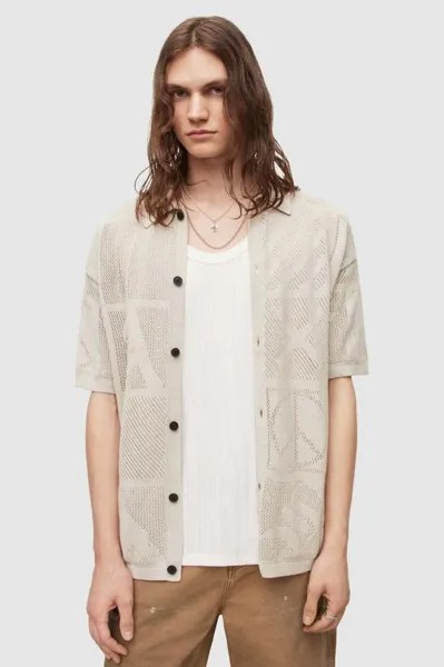 Рубашка из хлопка PALMA SS КАРДИГАН AllSaints, бежевый
