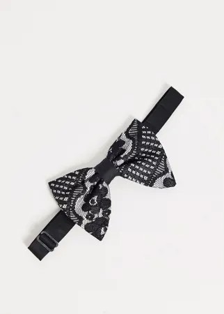 Атласный галстук-бабочка с кружевной отделкой Devil`s Advocate-Черный цвет