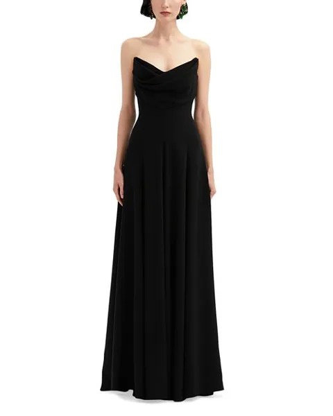 Драпированное платье без бретелек Oscar de la Renta, цвет Black