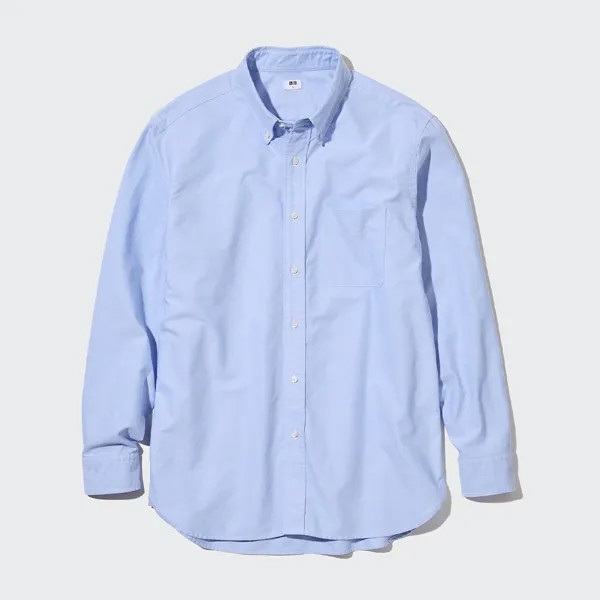 Мужская/женская рубашка Оксфорд Uniqlo (рубашка-пиджак с длинными рукавами)