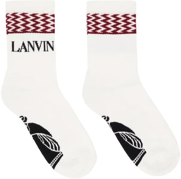 Белые бордюрные носки Lanvin, цвет Pink/Redwood