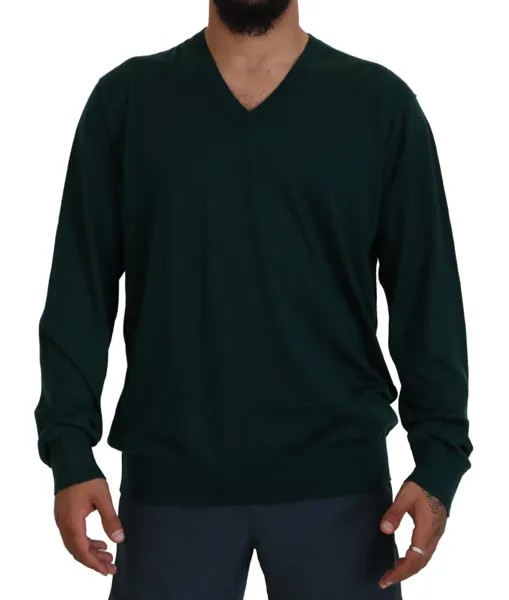 DOLCE - GABBANA Свитер Зеленый кашемировый пуловер с v-образным вырезом IT44 / US34 / XS Рекомендуемая розничная цена 900 долларов США