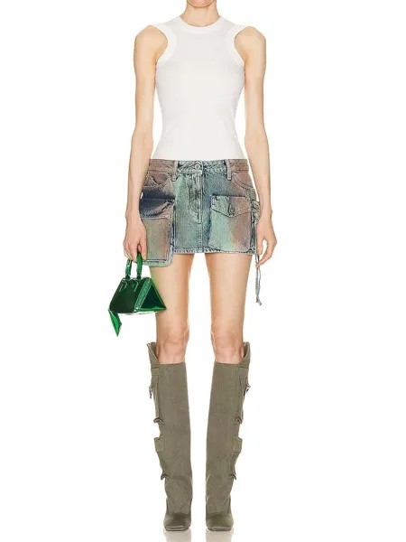 Мини-юбка камуфляжная Асимметричная с карманами и завязкой, джинсовая мини-юбка со средней талией Y2K, винтажная женская одежда 2023, уличная одежда