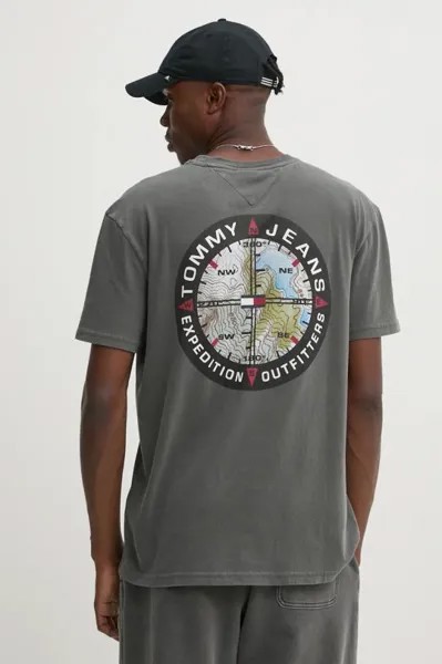 Хлопковая футболка Tommy Jeans, серый