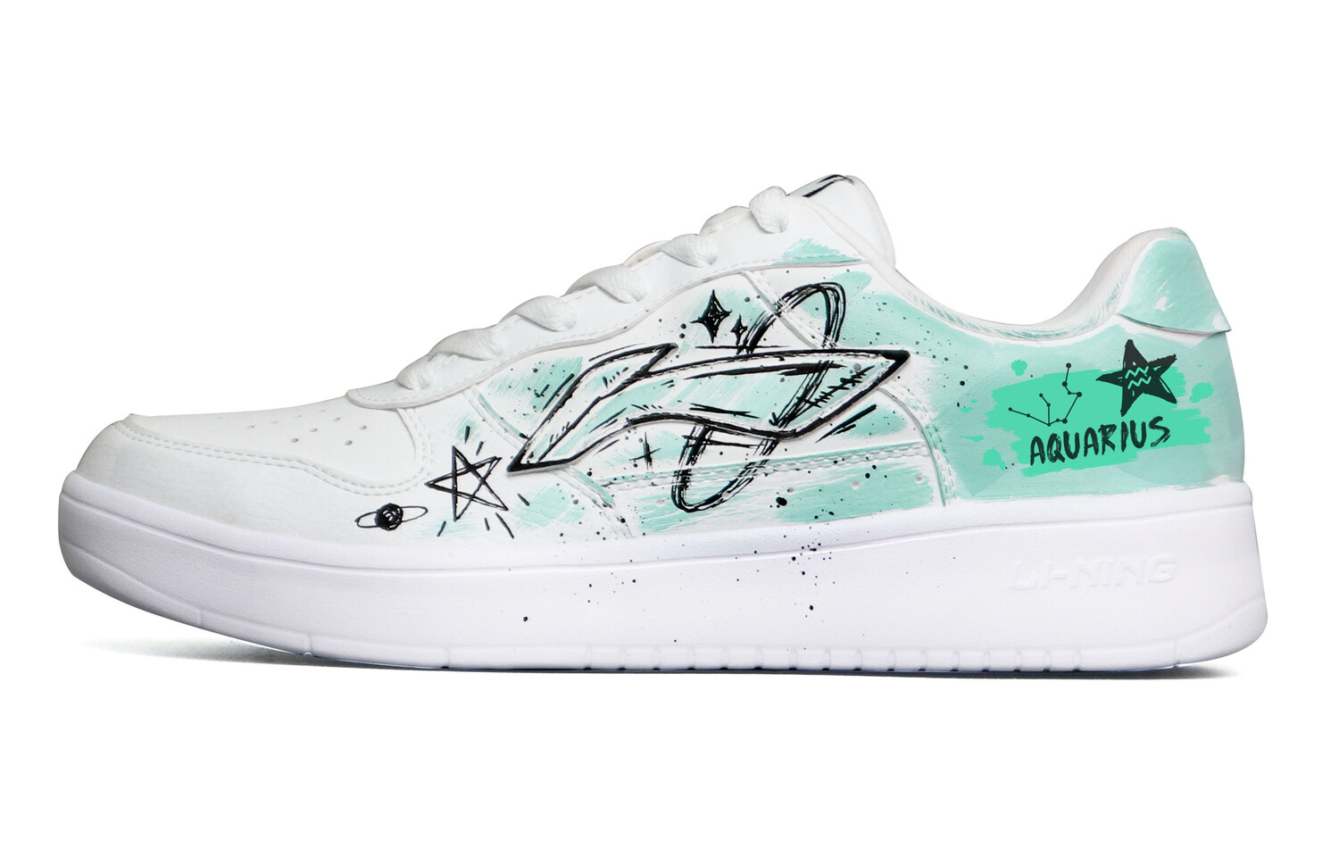 Кроссовки LINING Pontoon Boats Skateboarding Shoes Women's Low-top White/Green, белый