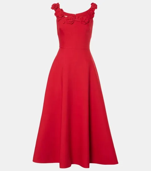 Платье миди с цветочным принтом Crepe Couture Valentino, цвет rosso